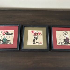 Set Of Vietnamese Rice Paper Prints Traditional Village Life Scenes